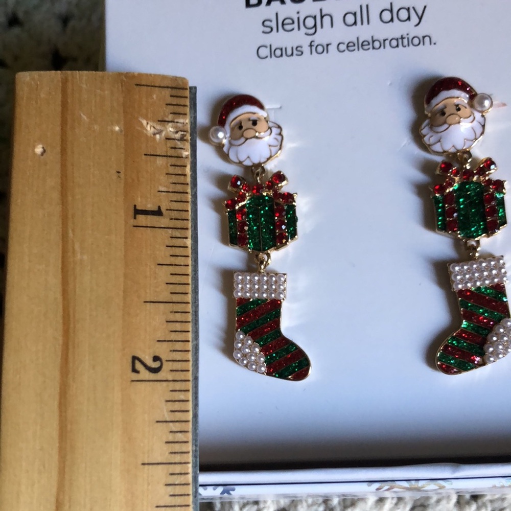 BaubleBar Christmas Santa and Gift Earrings - SLEIGH ALL DAY - Picture 4 of 6